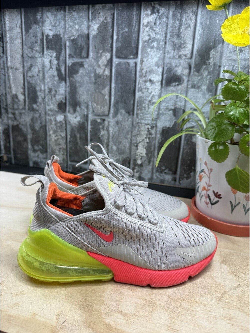 Nike Air Max 270 – Women's Size 6.5 – Grey/Volt/Pink Style #: AH6789-005